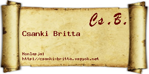 Csanki Britta névjegykártya
